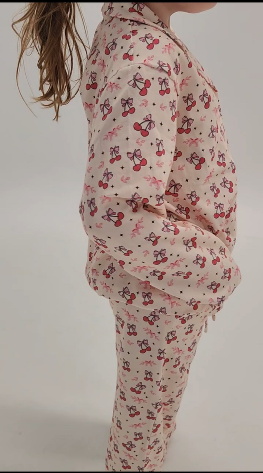 Childrens Cotton Cherry Bow-tie Set