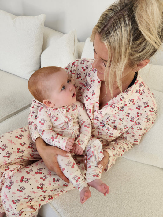 Adult Cotton Cherry Bow-tie Set