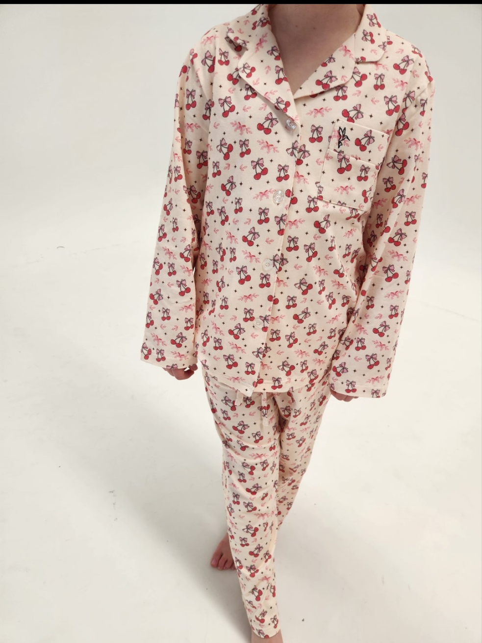 Childrens Cotton Cherry Bow-tie Set