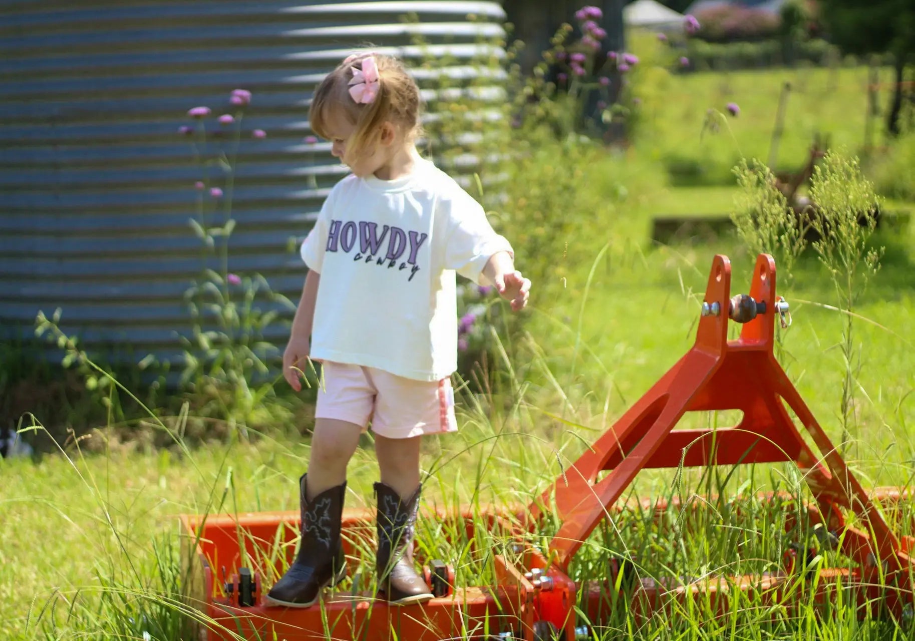Howdy Cowboy Oversized Girls Tee SkylarLane
